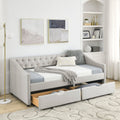 Beige Twin Size Upholstered Daybed with Drawers B876163