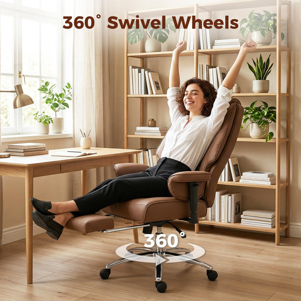 Brown Ergonomic Reclining Office Chair with Footrest V772526