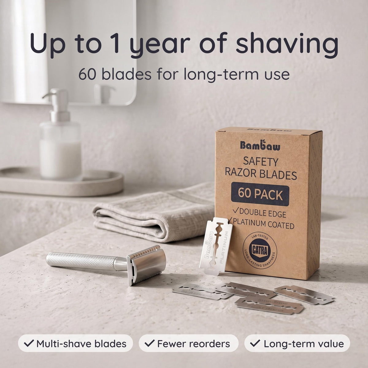 Double Edge Razor Blades 60 Pack Platinum Swedish Stainless Steel O80062