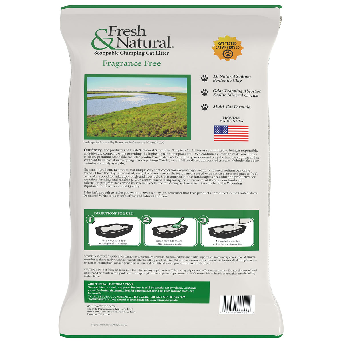 Scoopable Clay Cat Litter, 20-Pound, Fragrance Free O397686