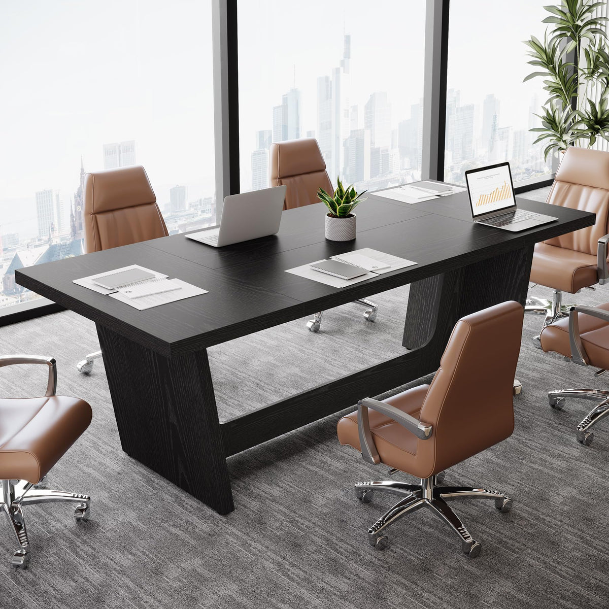 6 FT Rectangular Conference Table with Pedestal Base P3512