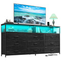 55" W 9 Drawer Dresser with LED and Power Outlets F1467