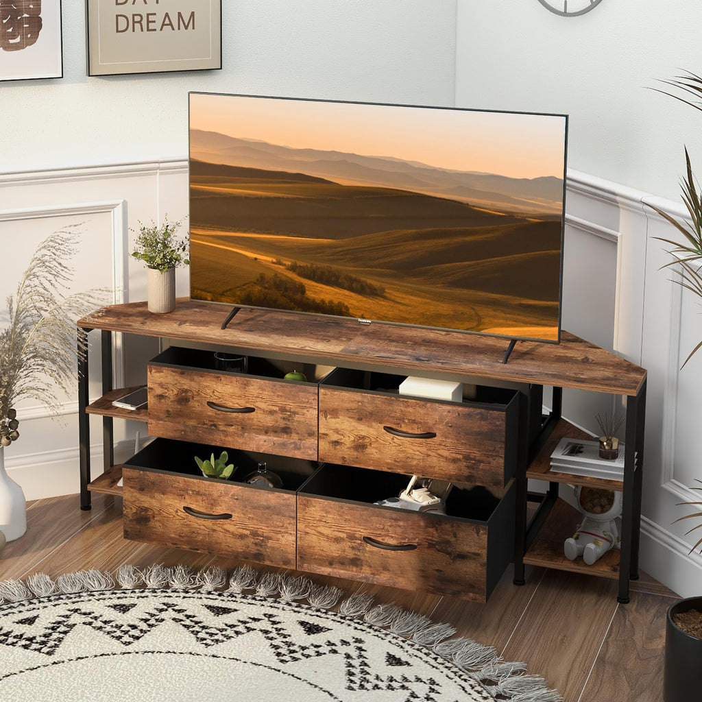 Brown Corner TV Stand with Drawer W496382