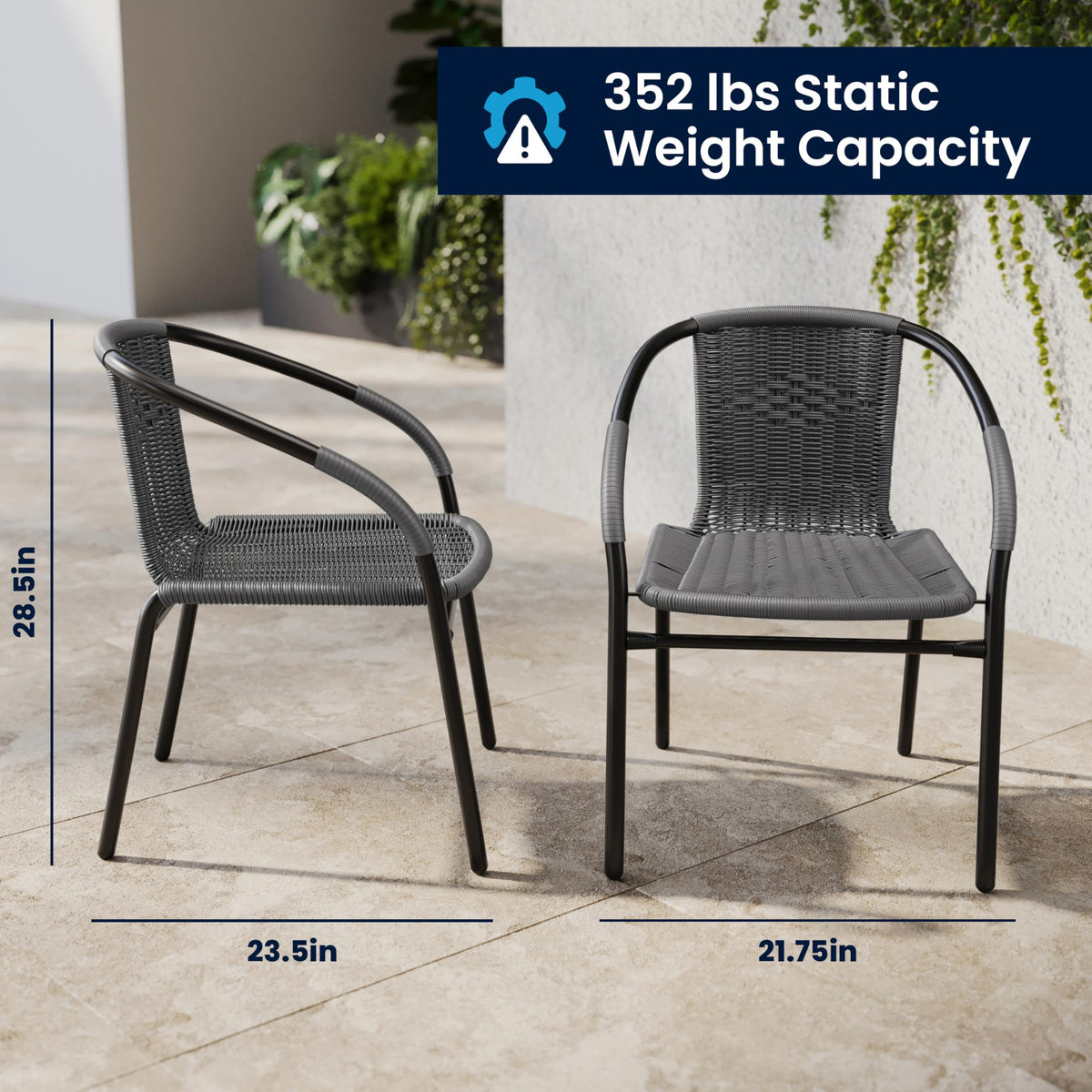 Gray PE Rattan Stackable Patio Dining Chair 4-Pack A655