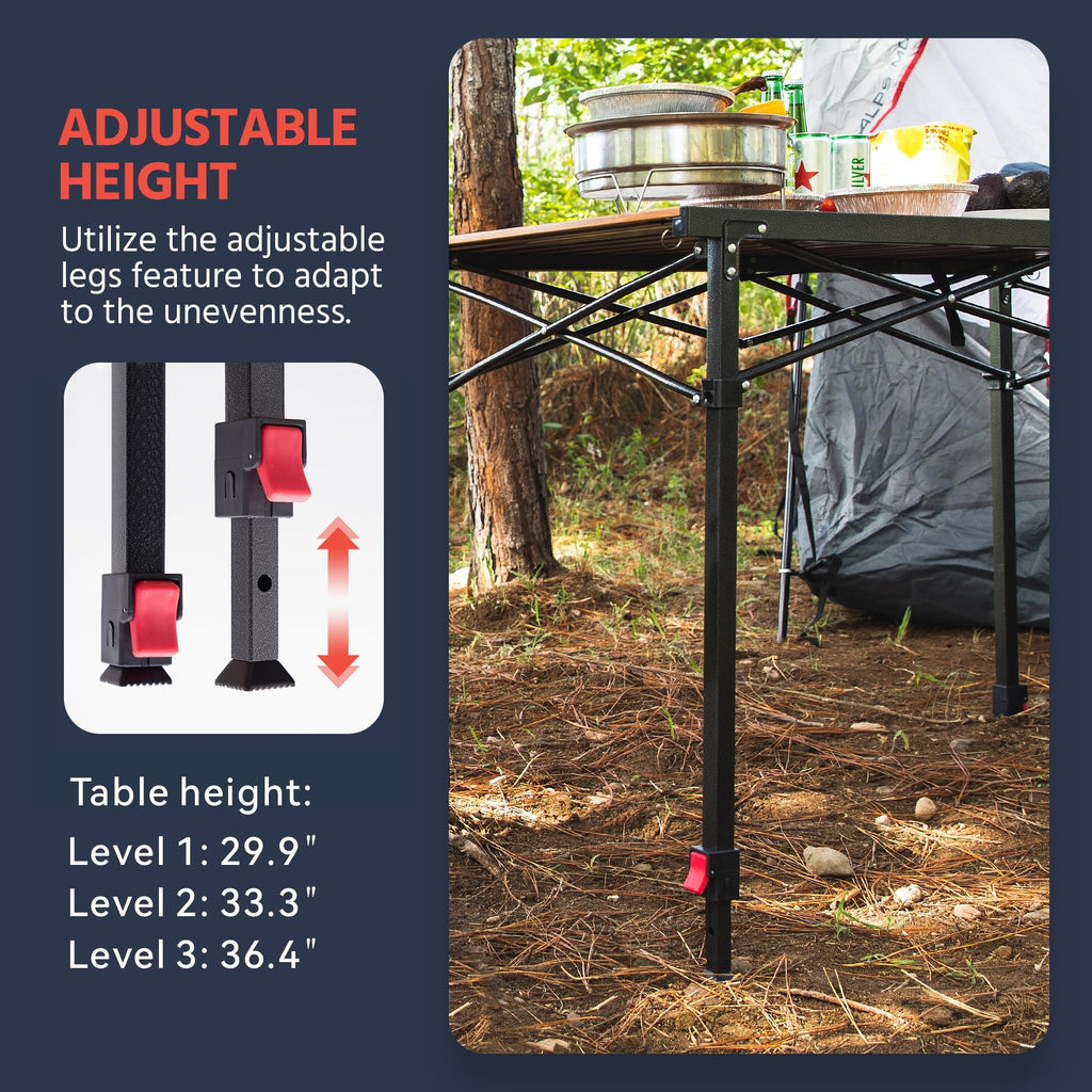 Large Adjustable Height Aluminum Camping Table M36380