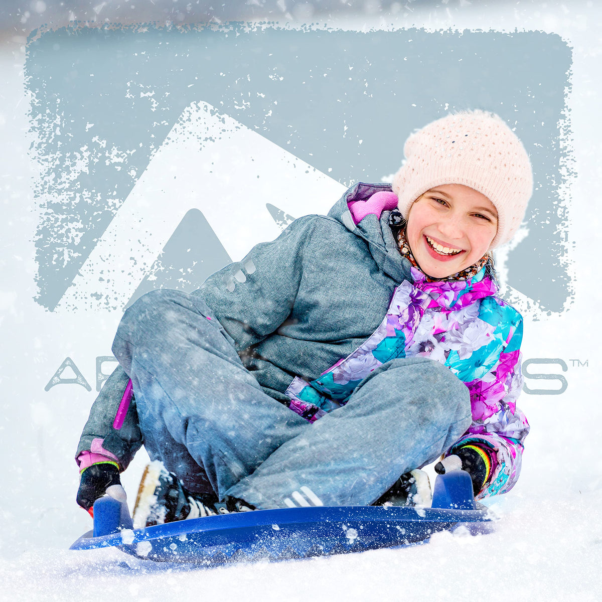 Kids Plastic Snow Sled with Handles Q8562