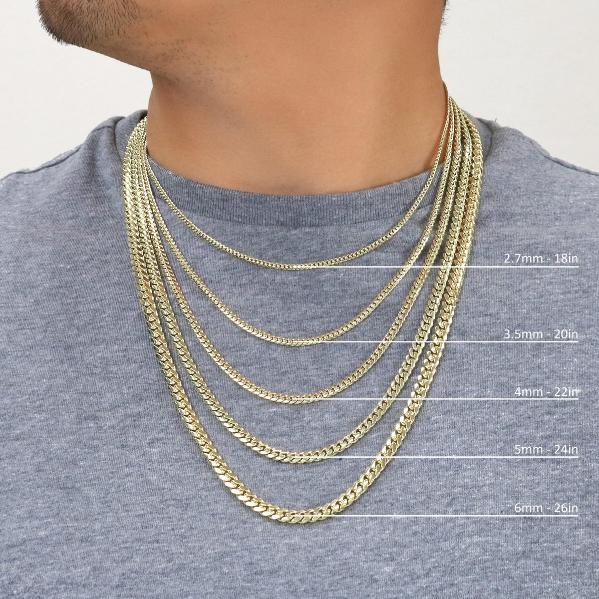 10K Yellow Gold Cuban Link Chain Necklace F911