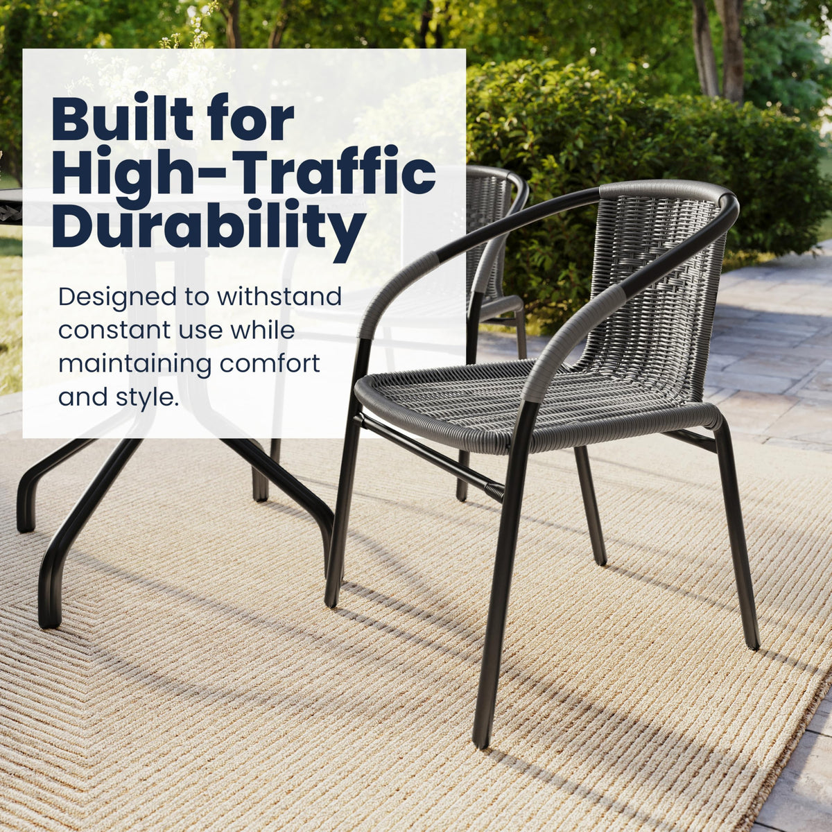 Gray PE Rattan Stackable Patio Dining Chair 4-Pack A655