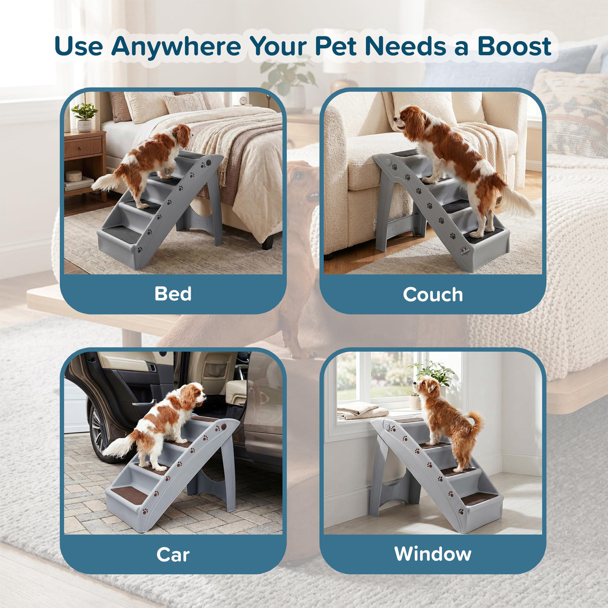 Lightweight Durable Plastic Dog Stairs Z733385
