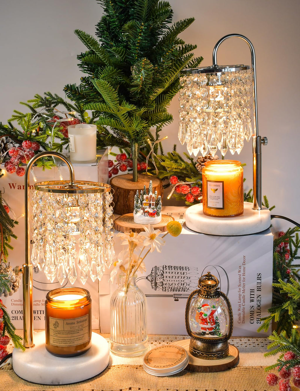 Candle Warmer Lamp with Timer Dimmable Adjustable Height Gold O4928