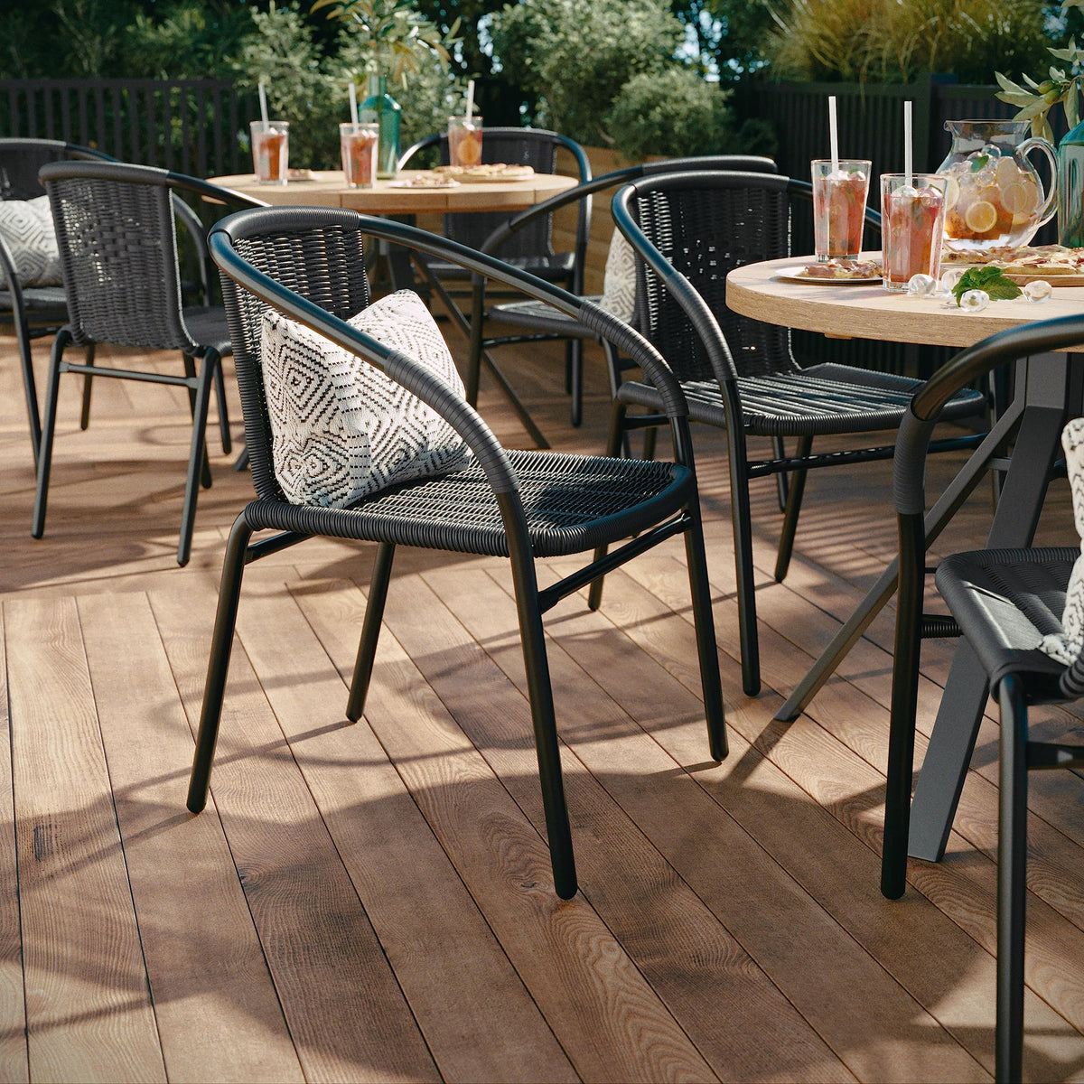 Gray PE Rattan Stackable Patio Dining Chair 4-Pack A655