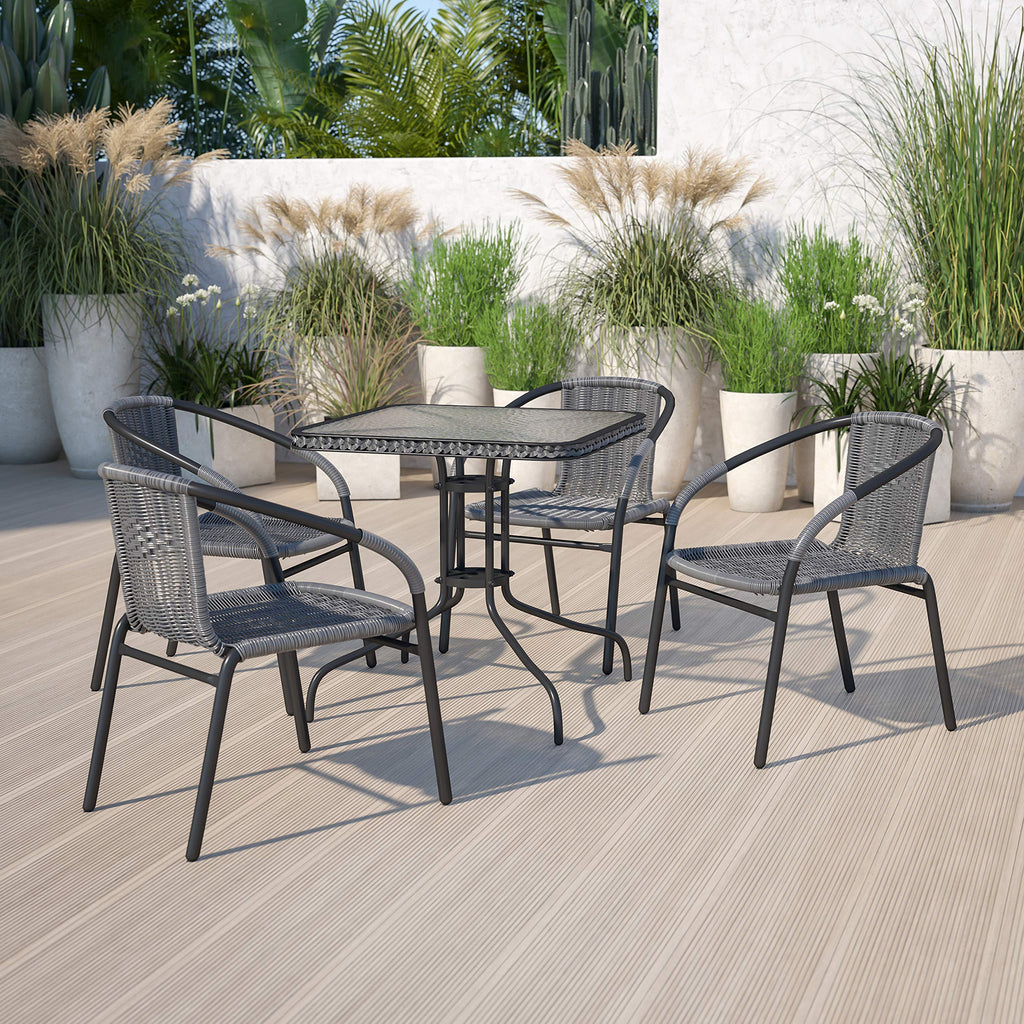 Gray PE Rattan Stackable Patio Dining Chair 4-Pack A655