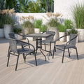 Gray PE Rattan Stackable Patio Dining Chair 4-Pack A655